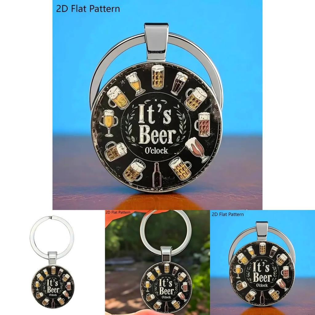 Beer Time Keychain Zinc Alloy Pendant Gift For Beer Lovers And Party Enthusiasts
