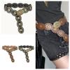 Steampunk Wide Waist Belt Gold Studded Vintage Western Belt Pu Leather Waistband Cowboy Large Round Buckle Belt For Themed Party