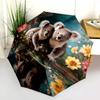 Fantasia koala e fiori, ombrello pieghevole automatico, design portatile e pieghevole, 8 stecche, un regalo di Natale o di compleanno.