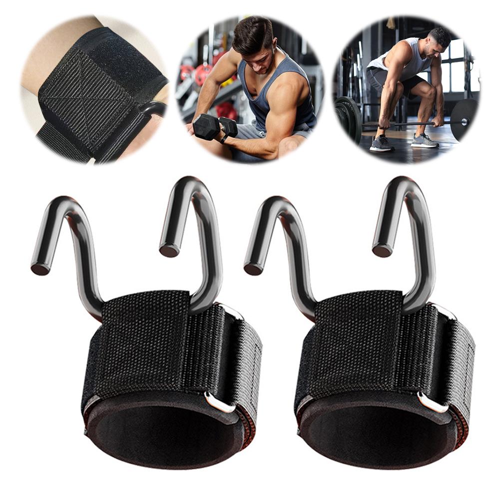 Weight Lifting Hooks Weight Lifting Grips Non Slip Pull Up Straps Adjustable Powerlifting Support Hooks Straps for Bodybuilding