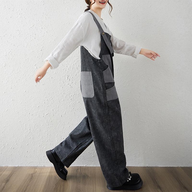 DIMANAF Plus Size Women Jumpsuits Overalls Long Pants Jeans Trousers Vintage Streetwear Loose Casual Denim