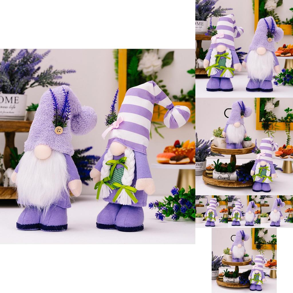 Elegante Lavendel-Lila Wichtel Tischdeko Figur für Muttertagsfeierlichkeiten aus Polyestermaterial