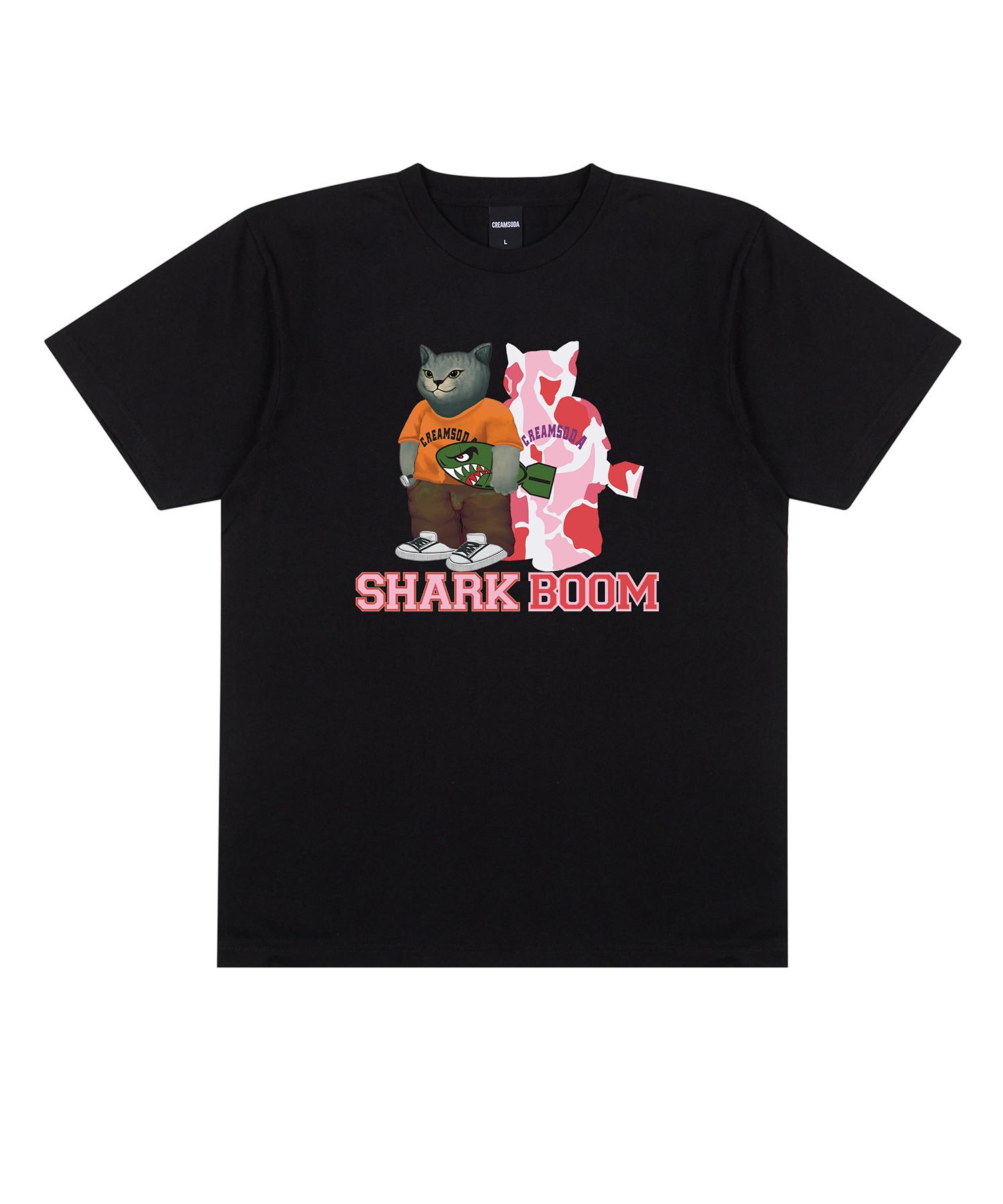 Cream Soda Lab Shark Boom Grey Camo Short Sleeve Tee Black Pink L