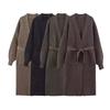 Araltay Autumn New Women's Clothing Fashion Style Fashion All-Match Casual Style Gold Thread Belt Knitting Overcoat