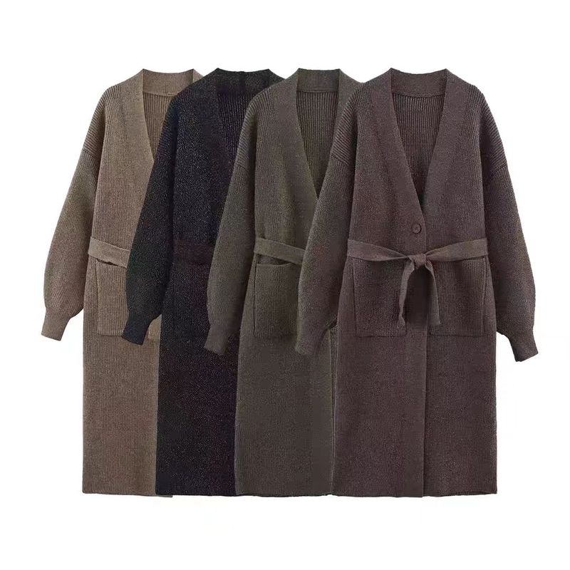 Araltay Autumn New Women's Clothing Fashion Style Fashion All-Match Casual Style Gold Thread Belt Knitting Overcoat
