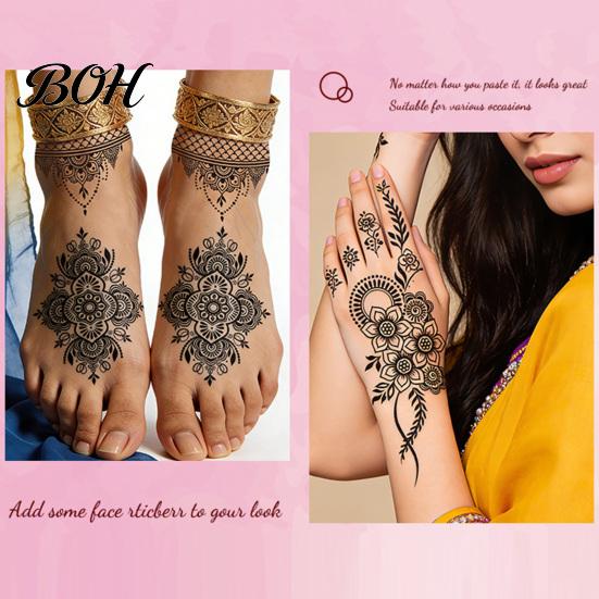 Event Makeup Tattoos Temporary Stickers, Fake Body Arm Chest Shoulder with Black Lace Flower Waterproof Pattern, Non-Irritating Art Sticker