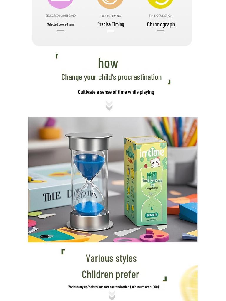 Durable Hourglass Timer for Kids - 5/10/15/20/30/60 Minutes