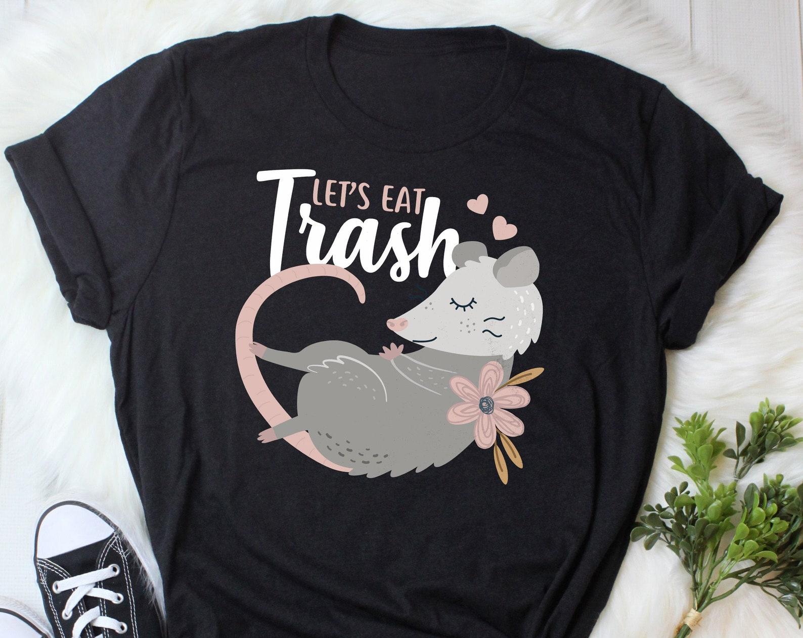 Funny Opossum Shirt, , Possum Lover Gift, Cute Animal Meme T-shirt, Gifts for Him, Her, Tee, Let s Eat Trash Live Ugly, Navy Blue 100