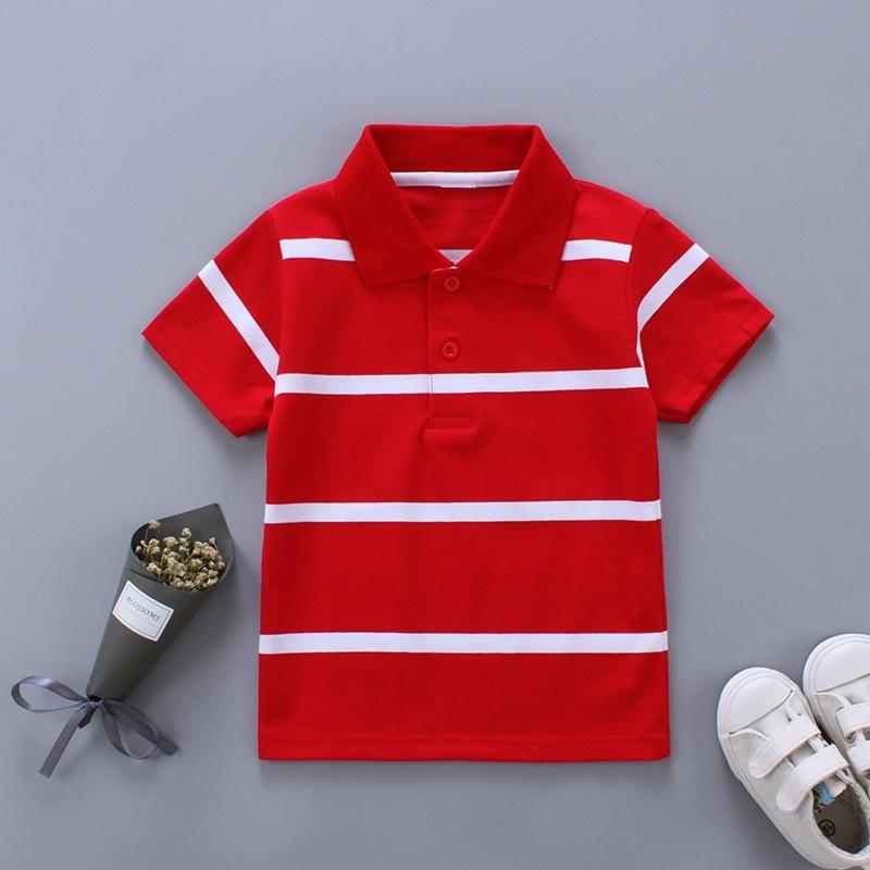 Summer Children's Clothing Boys and Girls Short Sleeve Striped Embroidered T-Shirt Children's Summer Top Baby Clothes