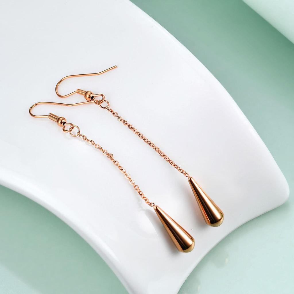 Simple Geometric Long Water Drop Earrings - European & American Fashion