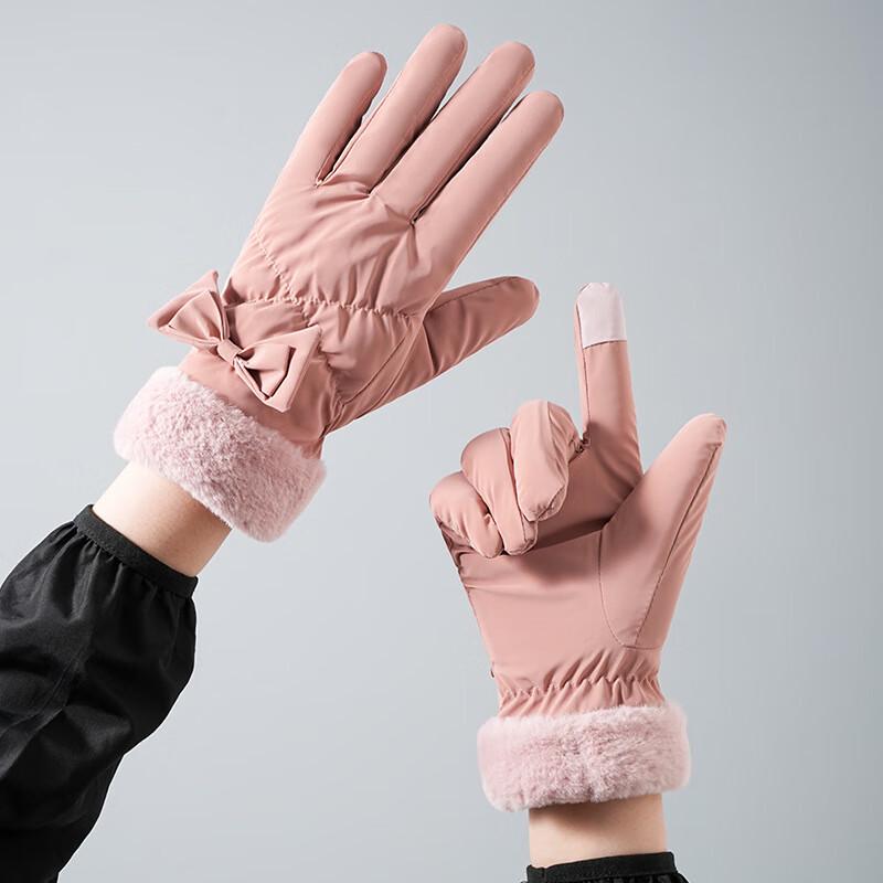 Женские зимние лыжные и велосипедные перчатки Lishi - Дизайн с бантом One Size