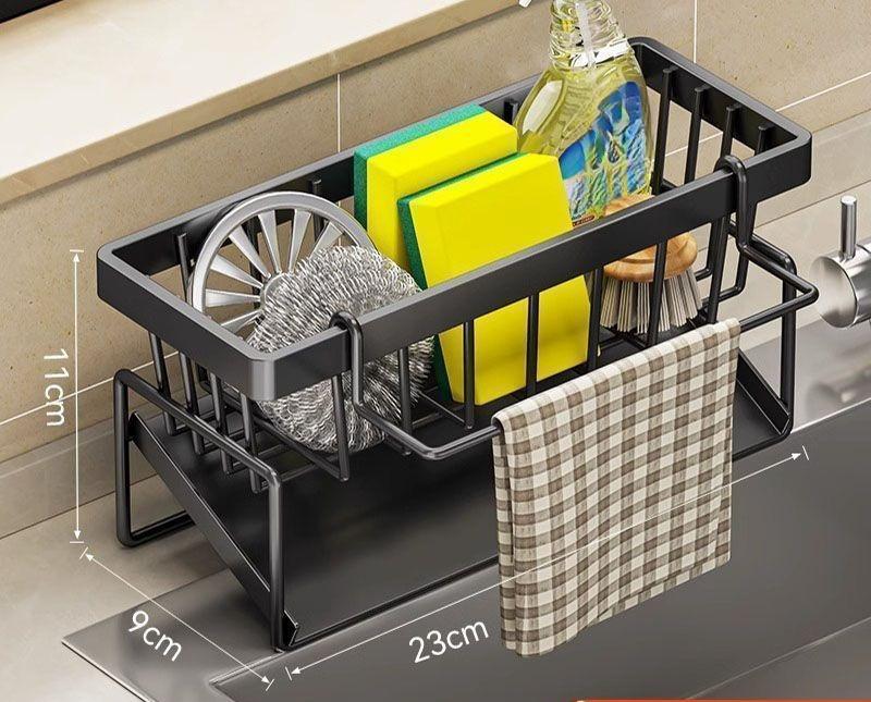 Kitchen Draining Rack Sink Dishwashing Sponge Cloth Organizer Draining Steel Wool Ball Dishwashing Sink Storage Rack