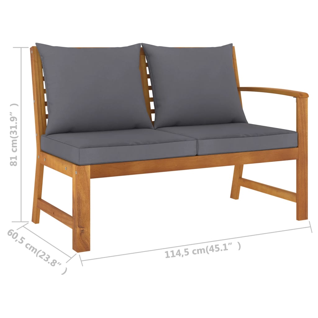 4 Piece Garden Lounge Set with Cushions Solid Acacia Wood