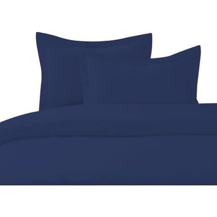 Duvet Cover - HOMEROKK - 220x240 Cm - 100% Cotton - Navy Blue - 2 Pillowcases + Fitted Sheet 140x190