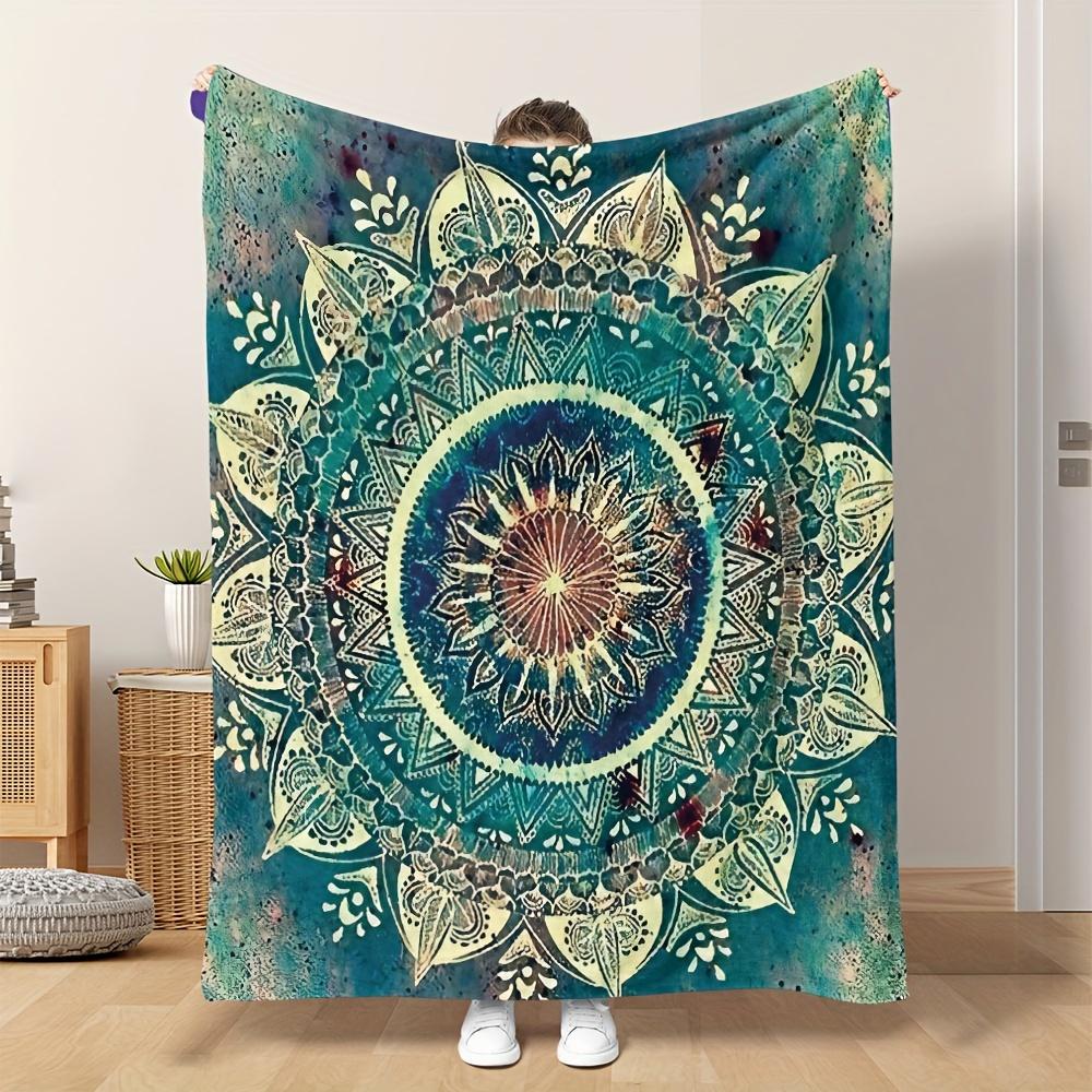 

Bohemian mandala pattern Flannel printed blanket suitable for all seasons suitable for living room office sofa and travel 75x90cm28x39in