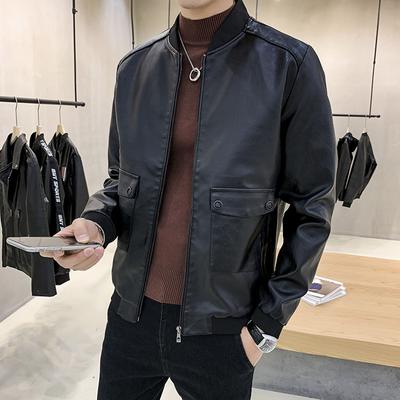 Spring and Autumn New Men's Leather Jacket Casual Fashion Korean Style Slim Fit PU Leather Jacket