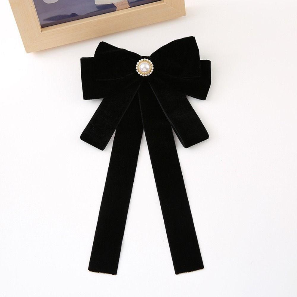Rhinestones Black Ribbon Pin Velvet Ribbon Badge Brooch Simple Funerals Memorial Pin  Mourning
