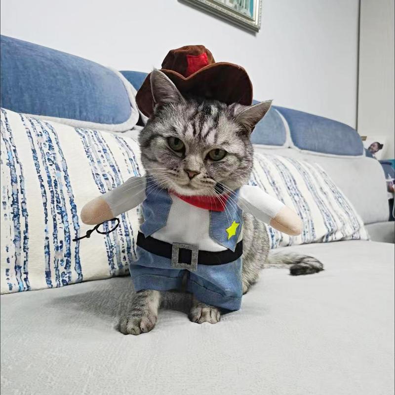 Cat Clothes Funny Cosplay Cowboy Costume For Small Medium Dogs Cats Puppy Outfits Novelty Kitten Dress Up Outfits Pet Supplies