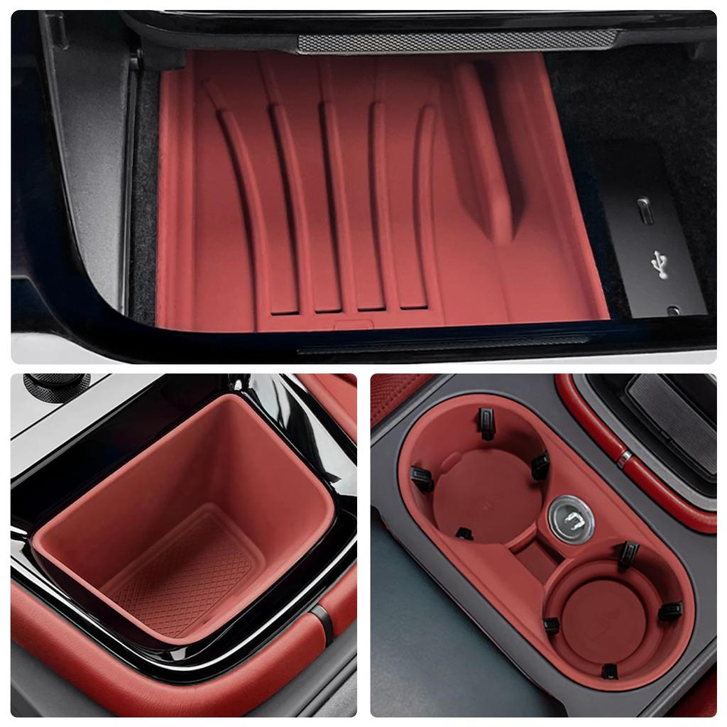 cheyecha Porsche Cayenne 2024 Exclusive Silicone Center Console Protection Pads 3-Piece Set (Cup Holder + Storage Box + Wireless Charging Stand)