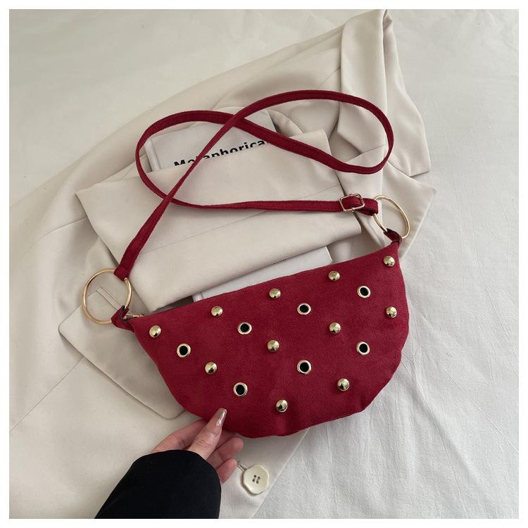 

New Crossbody Bags High Gloss Suede Studded Shoulder Bag Fashi Motorcycle Style Comfortable and Versatile Texture Evening Bags