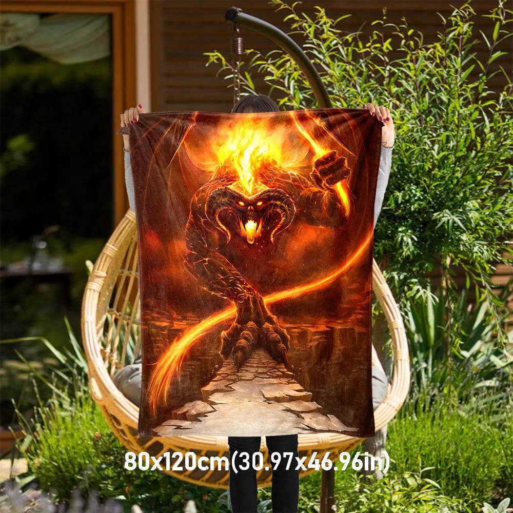 1pc Demon Fire Hell - Throw Blanket, Soft, Flannel Blankets, Living Room, All Seasons Use-1021128 80x120cm