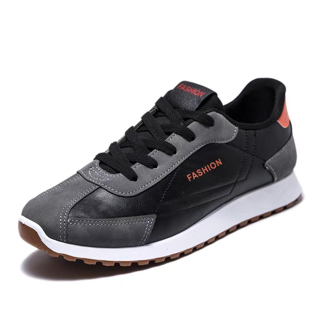 

Новая весенне-осенняя кожаная мужская обувь Дышащая и модная Универсальные легкие мужские повседневные кроссовки Мужские черно-белые 44