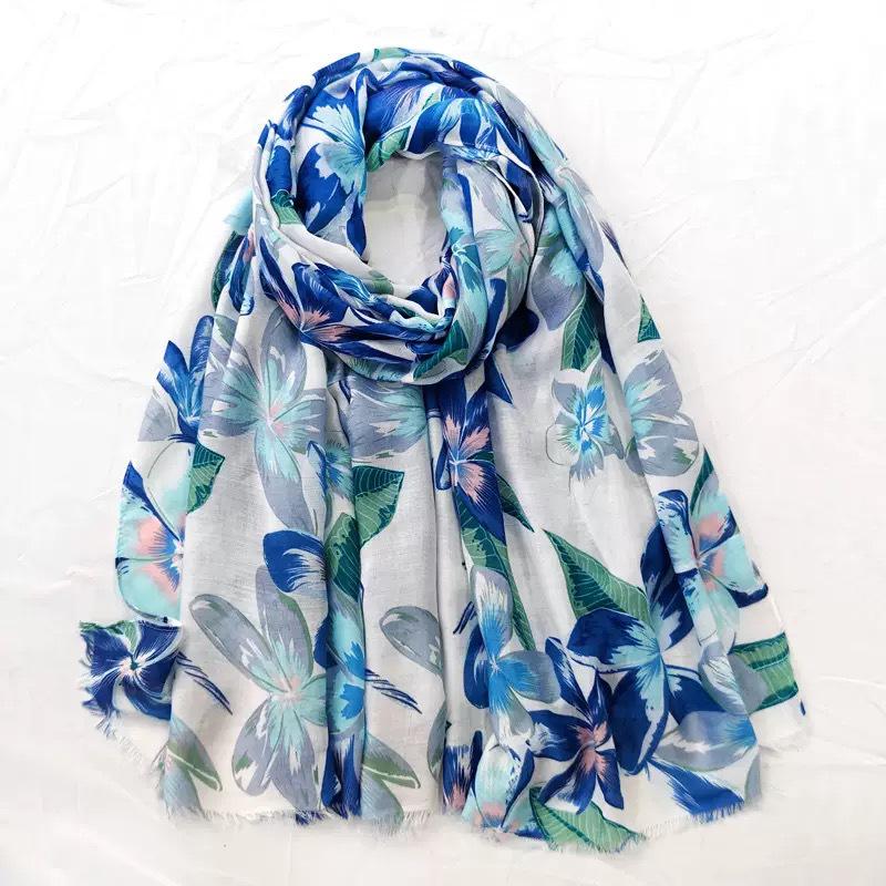 Colorful Floral Ethnic Silk Scarf: Large Sun Protection Shawl for Travel & Vacation