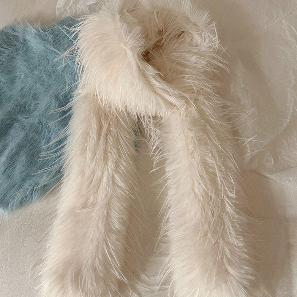 Harajuku Imitation Fur Scarf Pure Color Y2K Scarves Elegant Fluffy Shawl Wrap Student