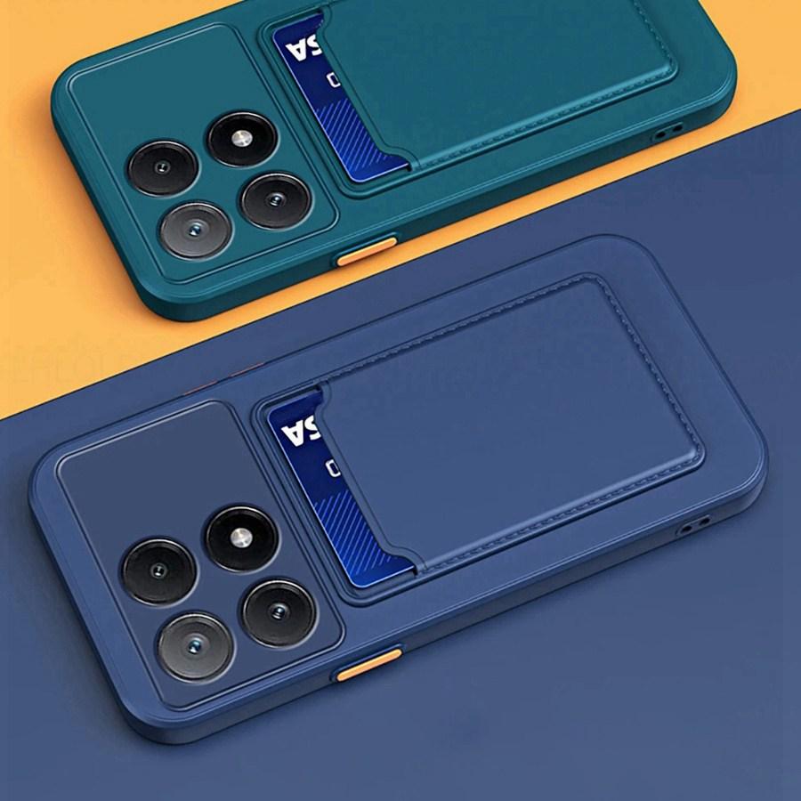 Wallet Card Holder Slot Back Soft Silicone Case For Xiaomi 14T 11T 13T 15T Poco C75 X7 F7 M8 Redmi A3 9C 13C 14C Note 9 10 11 12 13 14 15 Pro Cover