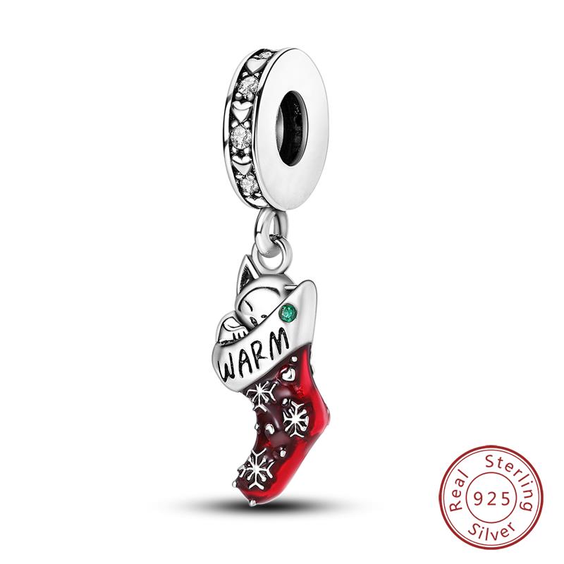 Original Copper Charms Beads Winter Snowflake Snowman Igloo Penguin Pendant Fit Bracelet Women Jewelry Gift