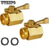 2pcs Brass Garden Hose Shut Off Valve Heavy Duty 3/4 Inches Solid Brass Garden Hose Connector Water Shut Off Valve with 2 Extra Rubber Washers