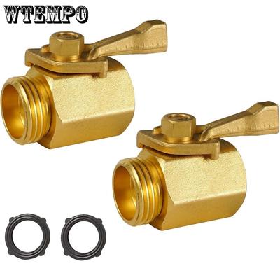 2pcs Brass Garden Hose Shut Off Valve Heavy Duty 3/4 Inches Solid Brass Garden Hose Connector Water Shut Off Valve with 2 Extra Rubber Washers