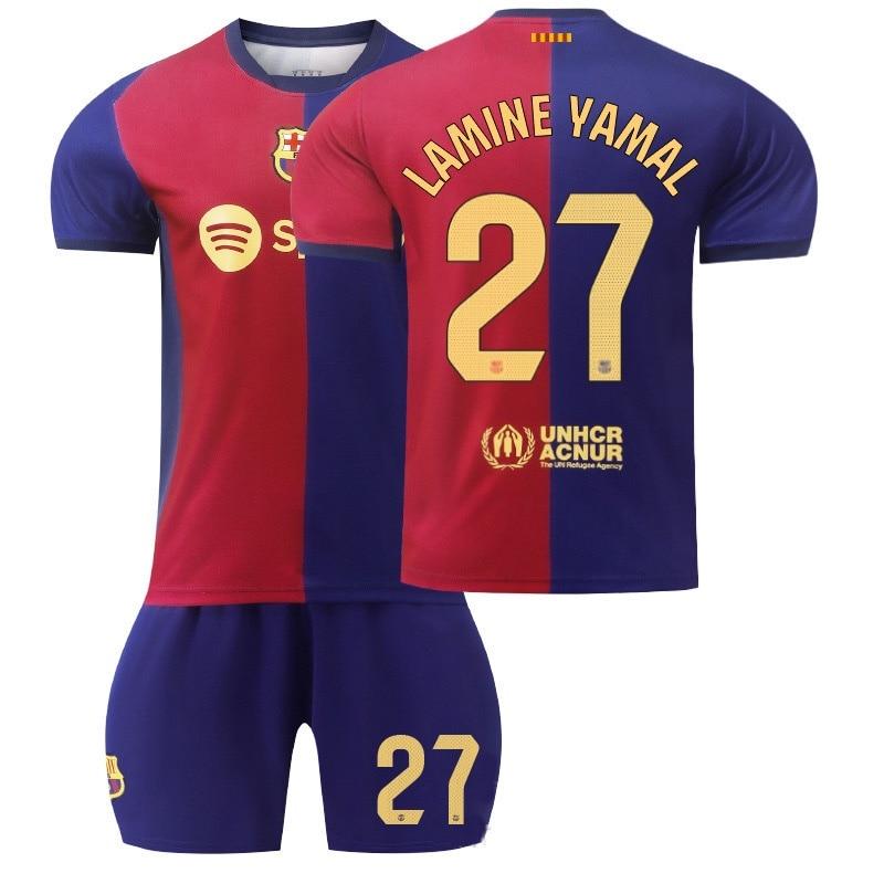 Kids Sportswear Yamal Soccer Jersey - Polyester, Red and Blue, Youth Football Kit, Breathable Quick-Dry Training Match Shirt