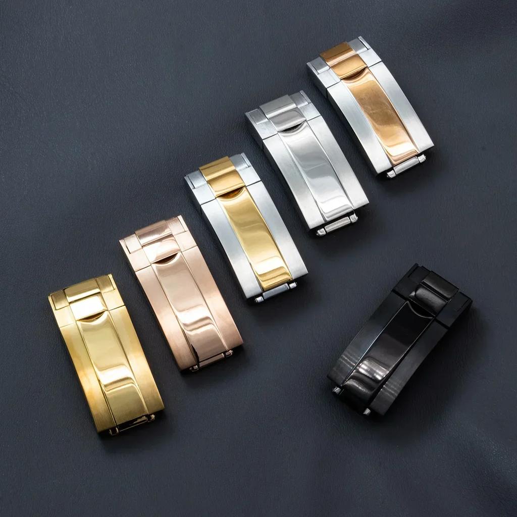 Neue Edelstahlschließe für Rolex DAYTONA SUBMARINER GMT Feinverstellung Gleitverschluss für Gummi-Uhrenarmband Schnalle Zubehör