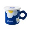 Summer Flower Ceramic Cup Cute Mug with Lid Couple Water Cup Women's Cup Design Sense Ins Style Coffee Cup
