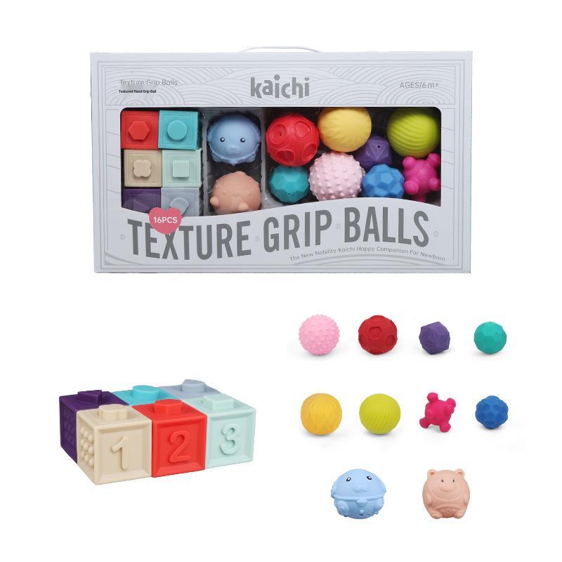 Colorful Textured Baby Grasping Ball Toy - Grip, Squeeze, Throw & Learn Gift Set