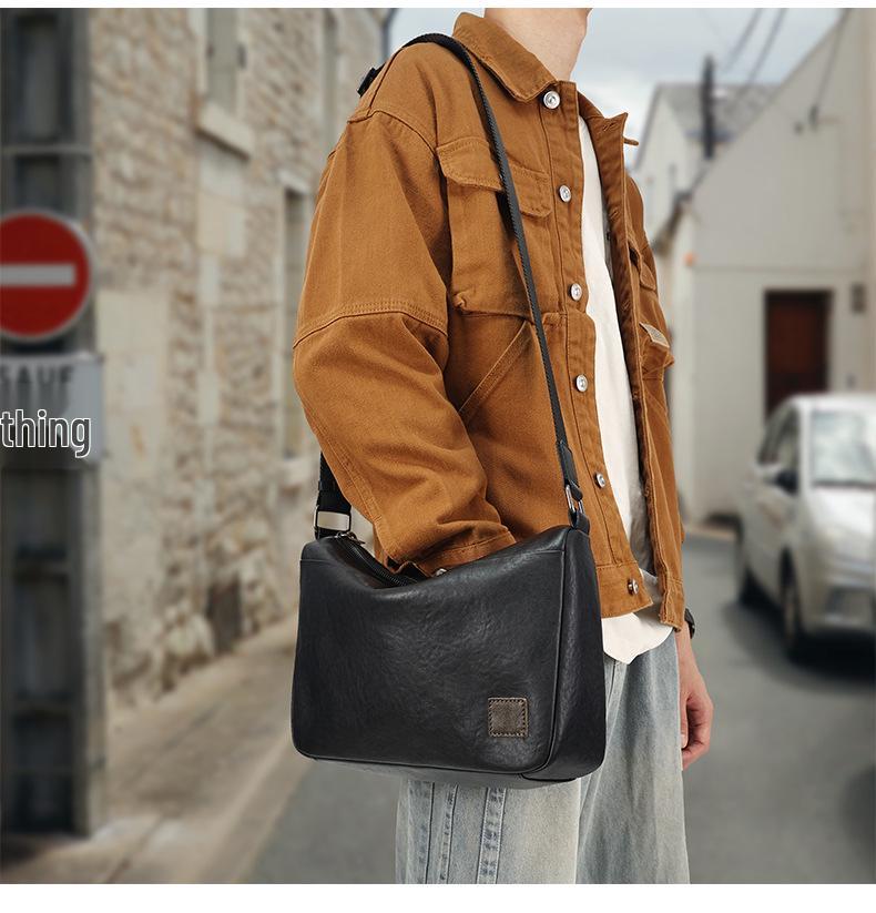 Genuine Leather Men's Crossbody Bag - High-End, Large Capacity, Casual Outdoor Shoulder Bag