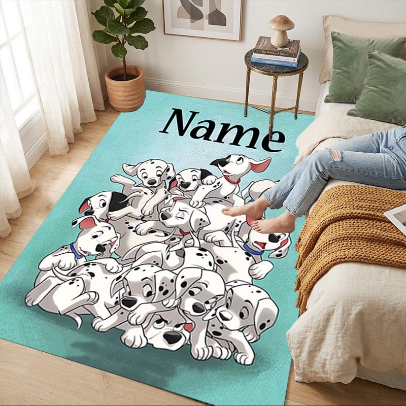 Personalized Name Dalmatian Pile Living Room Non-Slip Area Rug Soft Carpet for Bedroom Kids Playroom Sofa Office Home Decor Doormat