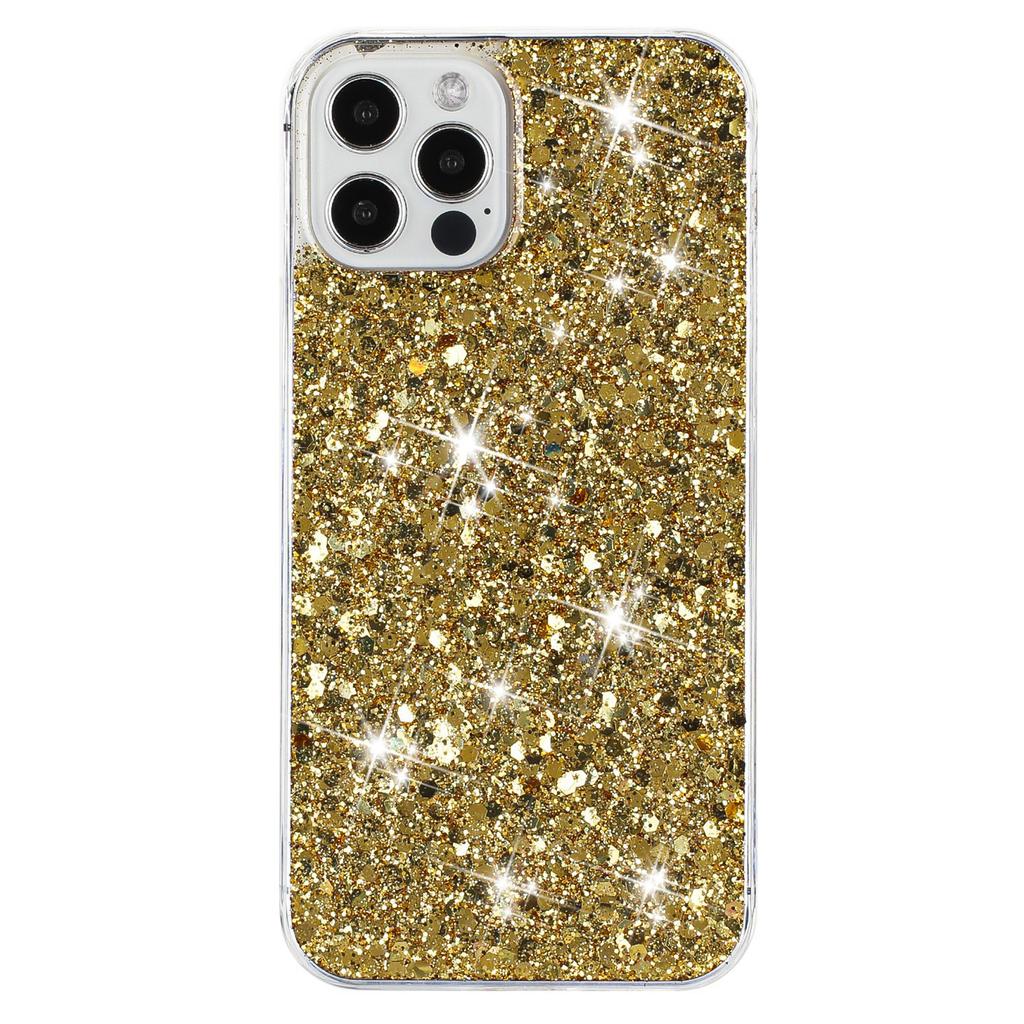 For iPhone 16 Pro Max Case TPU Drop Protection Epoxy Glittery Sequins Phone Cover