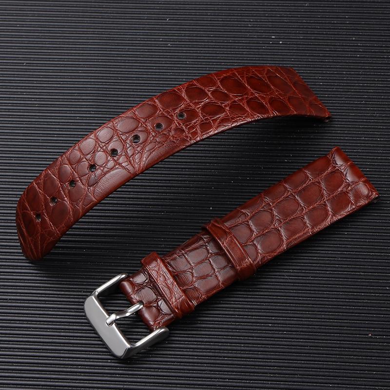 Handmade American Alligator Strap, 19 20 21 22MM Black Soft Genuine Leather Watchband Vintage Men's Bracelet Premium Leather