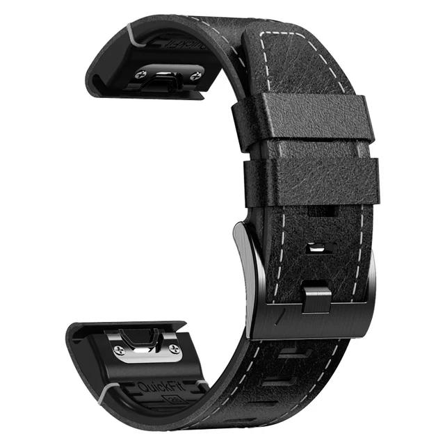 Bracelet de Montre Classique 22 26MM Cuir+Silicone Pour Montre Connectée Garmin Fenix 7X 7 6X 6 Pro 5X 5 Epix Gen 2 Bracelets Easyfit