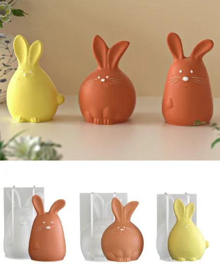

A Top Quality Easter Cute Rabbit Candle Silicone Mold DIY Dropping Pottery Little Rabbit Ornament Mold For Diy Crafts Gifts