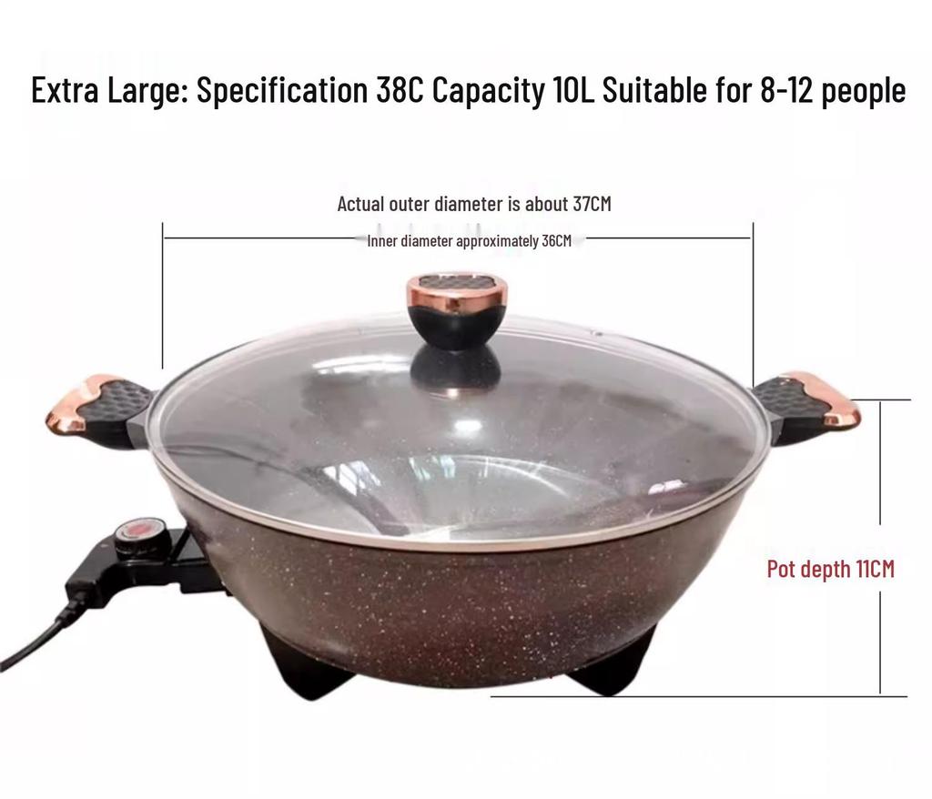 XuanChen 8L Non-stick Korean Style Electric Hot Pot & Stir-fry Pan for Home Use