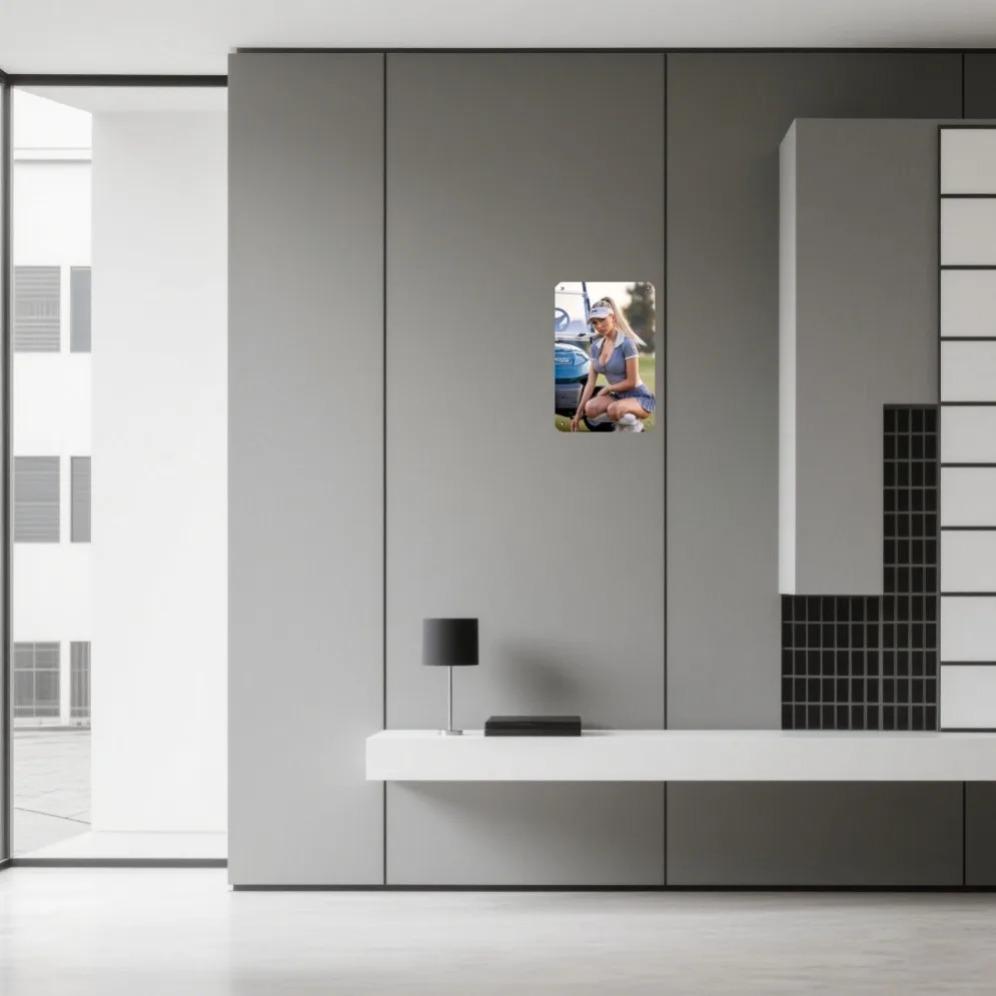 Vintage Golf Metal Wall Art 8x12 Inch Retro Female Golfer Sign 2D Flat Iron Decor for Home Man Cave Bar