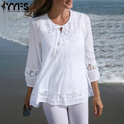 Pullover con scollo a V e maniche lunghe, casual, primavera-autunno, tinta unita, stampa, maniche 3/4