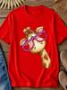 Women'S Tee with Giraffe Print Short Sleeve Round Neck T-Shirt - Comfortable Fabric, Machine Washabl