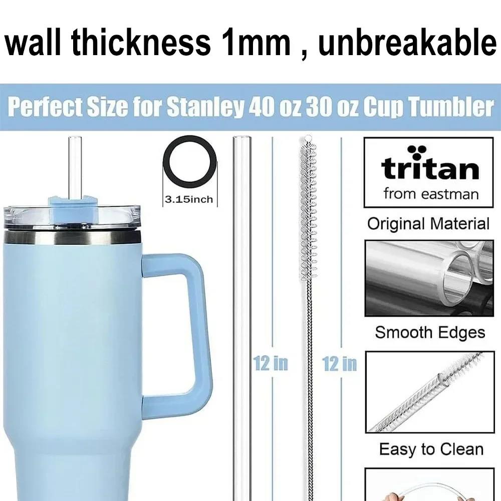 30cm Replacement Straw for Insulation Cup Simple Reusable Long Straws for 30 Oz 40 Oz Tumbler Cup Straws with Cleaning Brush 5