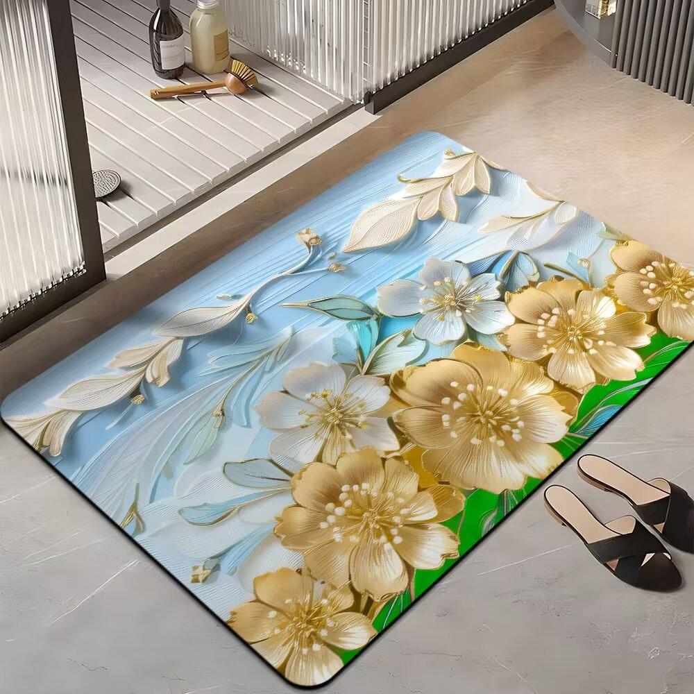 

Быстросохнущий коврик для двери ванной комнаты, впитывающий диатомовую грязь, напольный коврик для туалета, противоскользящий коврик для входной двери в туалет, коврик для ног из диатомовой земли 80 * 120Cm [Crystal Fleece]