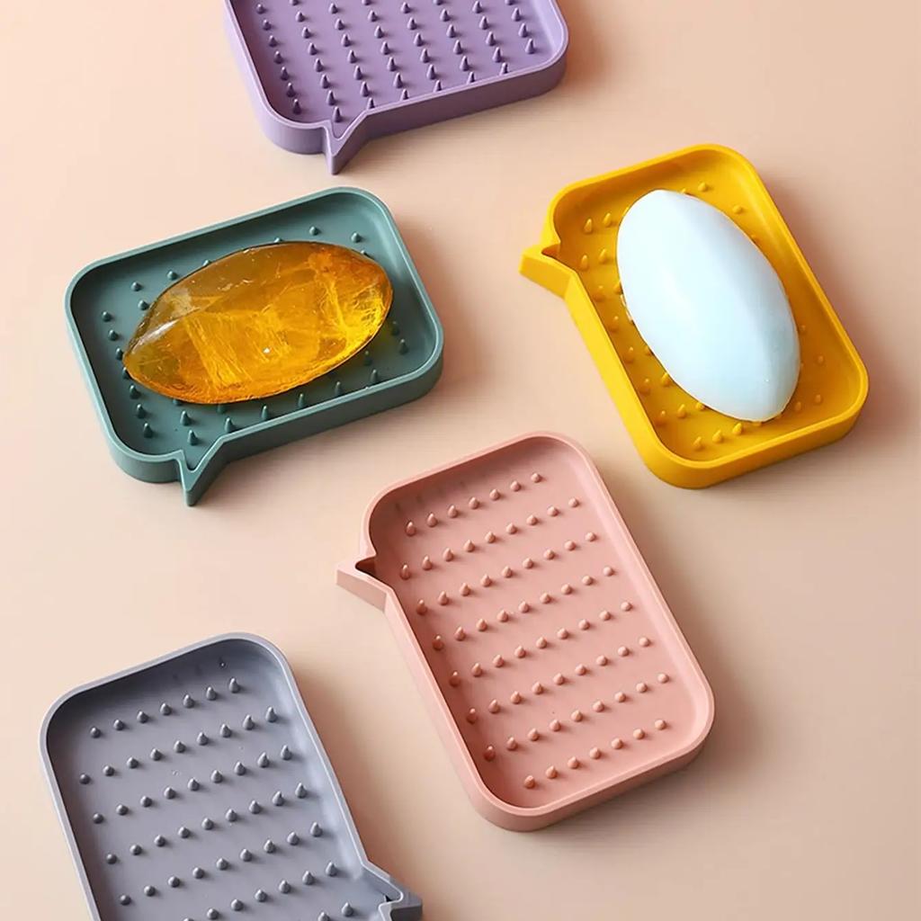 1PC Fashion Silicone Flexible Soap Dish Plate Bathroom Soap Holder Travel Holder Dish New Candy Color Hot SaleBathroom Soap Dish