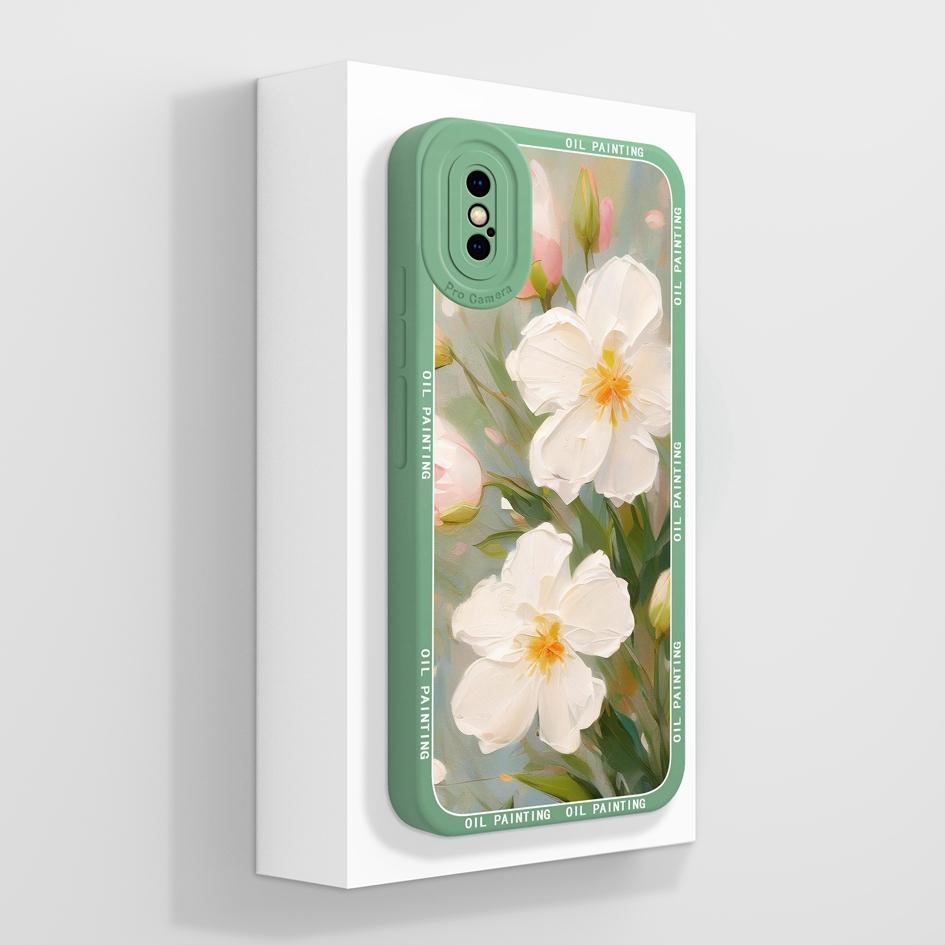 Pro Apple iPhone X XR XS SE 6 7 8 11 12 Pro Max Plus Mini Pouzdro na telefon Luxusní Vzor Květů Měkký Tekutý Silikon Protiskluzový Ochranný Pro iPhone Kryt